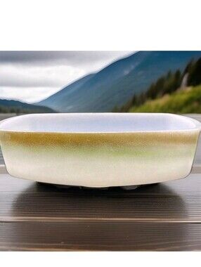 Federal Glass Mesa Moss Milk Glass Loaf Pan 9 5/8 Inches Brown Green Ombre